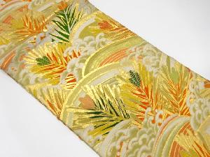 アンティーク　荒波に若松模様織出し丸帯（材料）